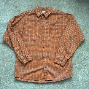 Hanna Anderson Orange Plaid Flannel Shirt EUC Size 12